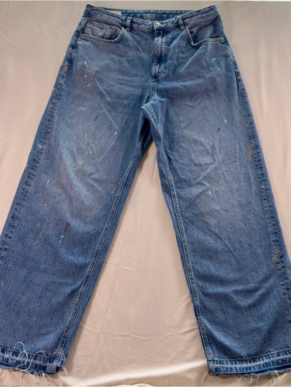 Zara Distressed Paint Splatter Jeans | Size 32 | Workwear Style
